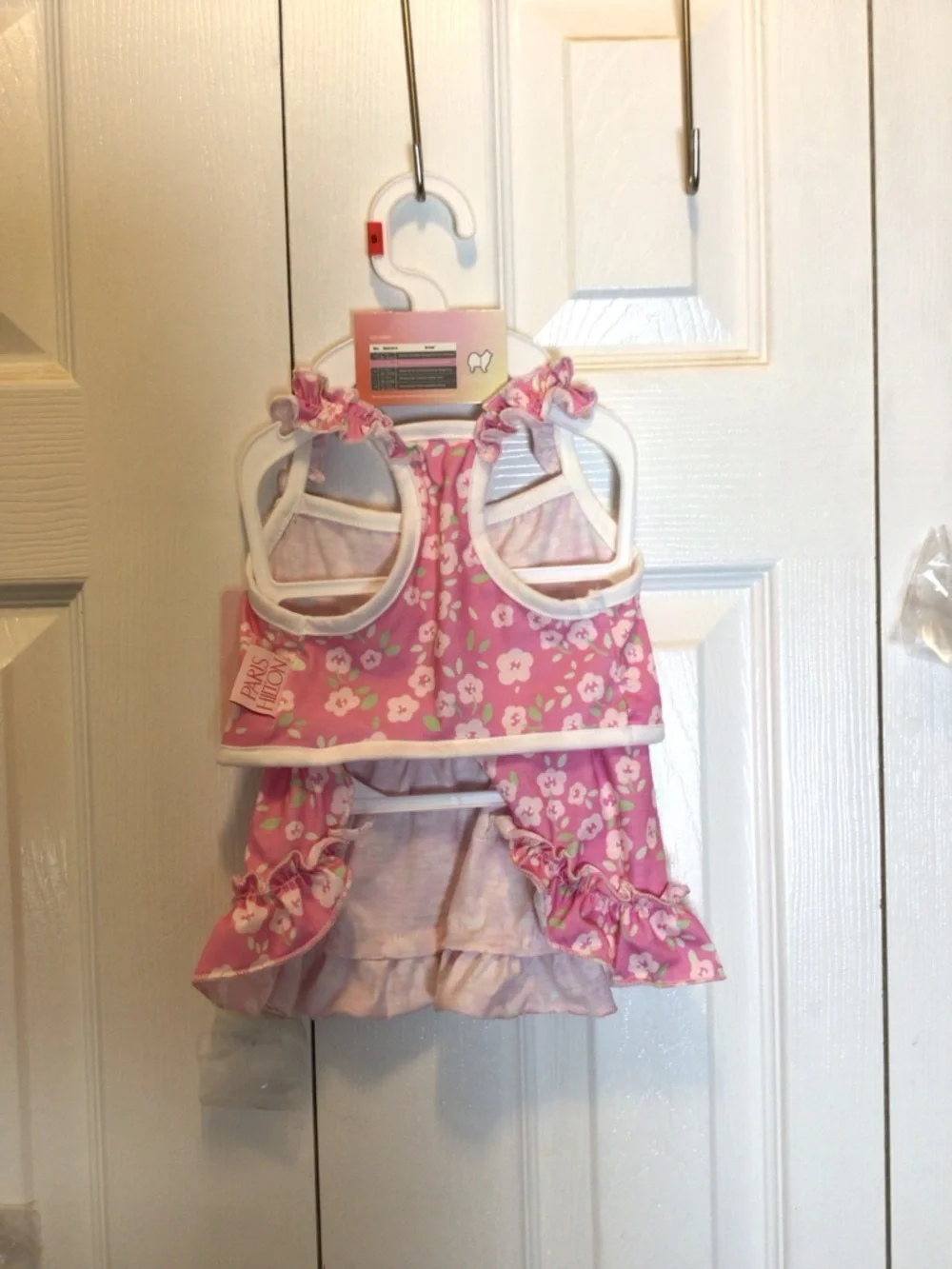 Paris Hilton Pet Dog Cat Apparel 2pc Pink Floral Tank & Ruffle Skirt Set XS or S